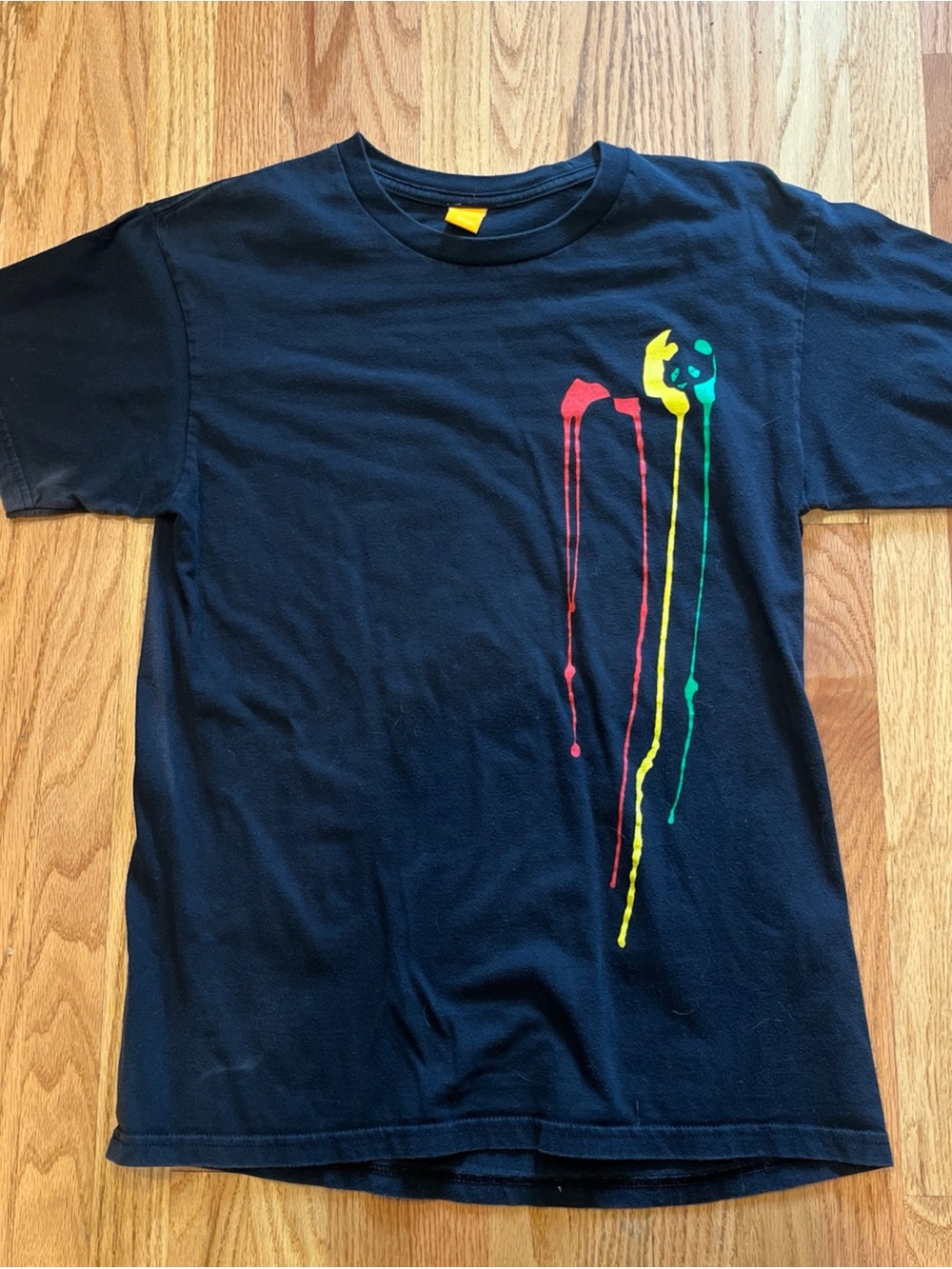 Vintage Enjoi Skateboard Rasta Paint Drip Shirt Medium Faded Distressed